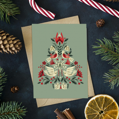 Новогодняя открытка Птицы мира