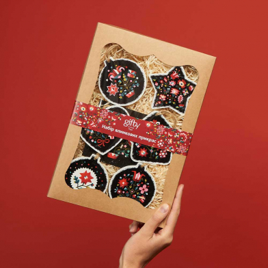 Набір з 6-ти ялинкових прикрас Неофолк