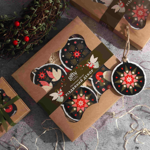 Набір з 4-х ялинкових прикрас Світло Різдва