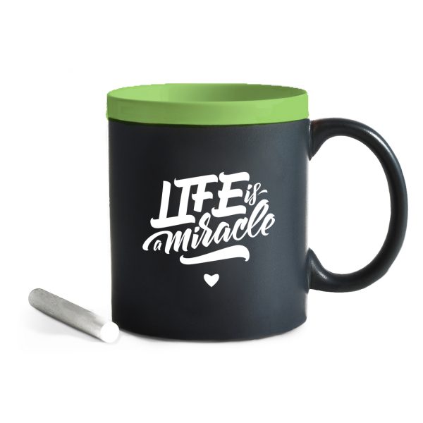 Чашка с мелом Life is a miracle. Green