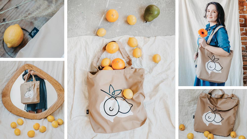 Еко сумка з тканини Лимони